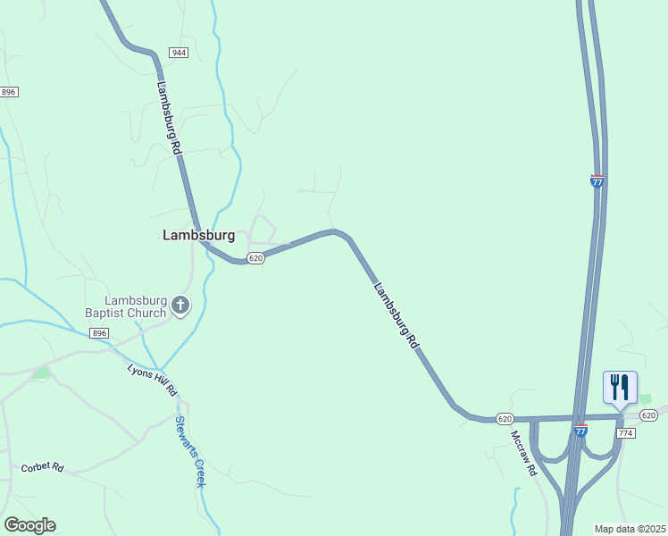 map of restaurants, bars, coffee shops, grocery stores, and more near in Lambsburg