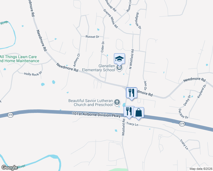 map of restaurants, bars, coffee shops, grocery stores, and more near 2501 Centerstone Circle in Clarksville