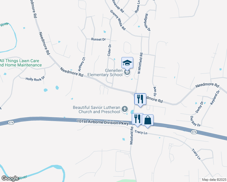 map of restaurants, bars, coffee shops, grocery stores, and more near 2501 Centerstone Circle in Clarksville