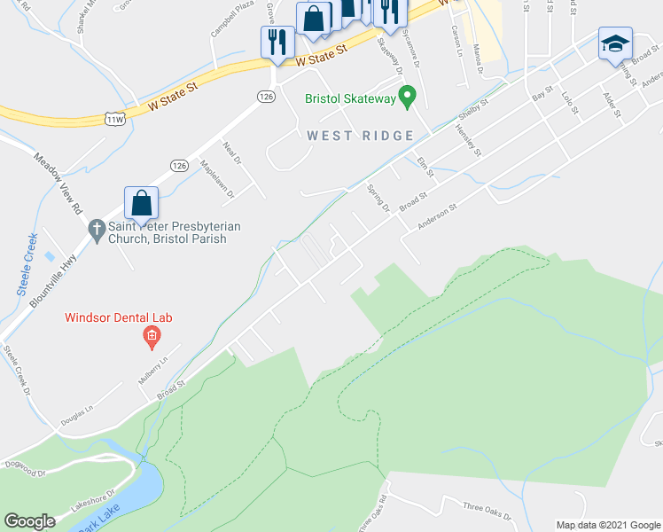 map of restaurants, bars, coffee shops, grocery stores, and more near 2803 Broad Street in Bristol