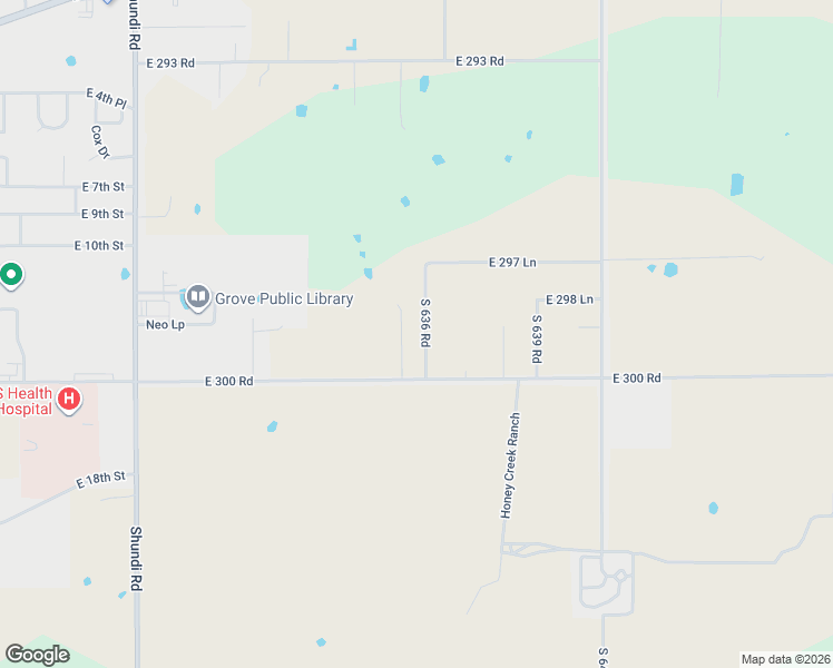 map of restaurants, bars, coffee shops, grocery stores, and more near 29851 South 636 Road in Grove