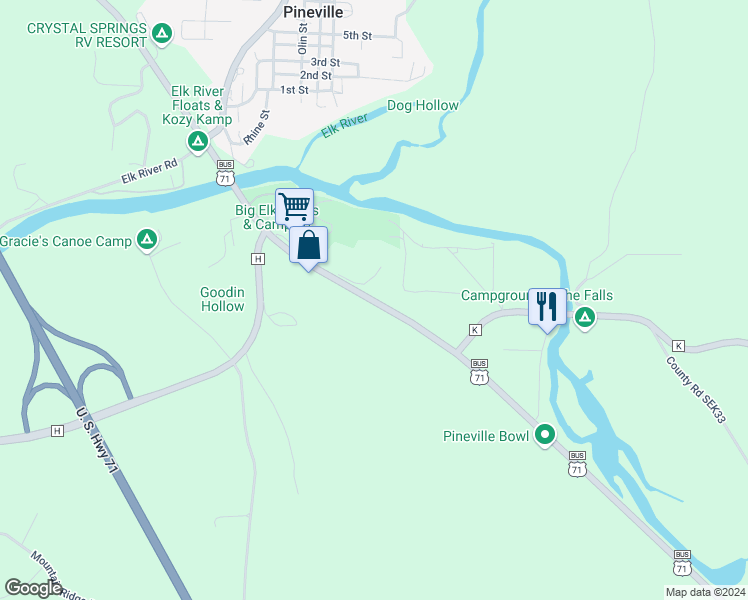 map of restaurants, bars, coffee shops, grocery stores, and more near 72 Gardner Station Lane in Pineville