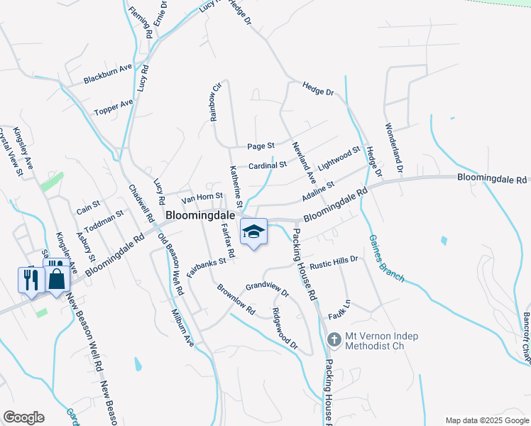 map of restaurants, bars, coffee shops, grocery stores, and more near 3325 Adaline Street in Kingsport