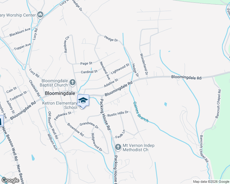 map of restaurants, bars, coffee shops, grocery stores, and more near 3354 Bloomingdale Road in Kingsport