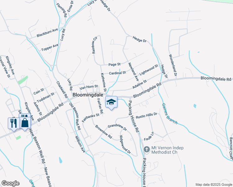 map of restaurants, bars, coffee shops, grocery stores, and more near 3325 Adaline Street in Kingsport