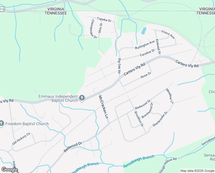 map of restaurants, bars, coffee shops, grocery stores, and more near 5909 Carters Valley Road in Church Hill