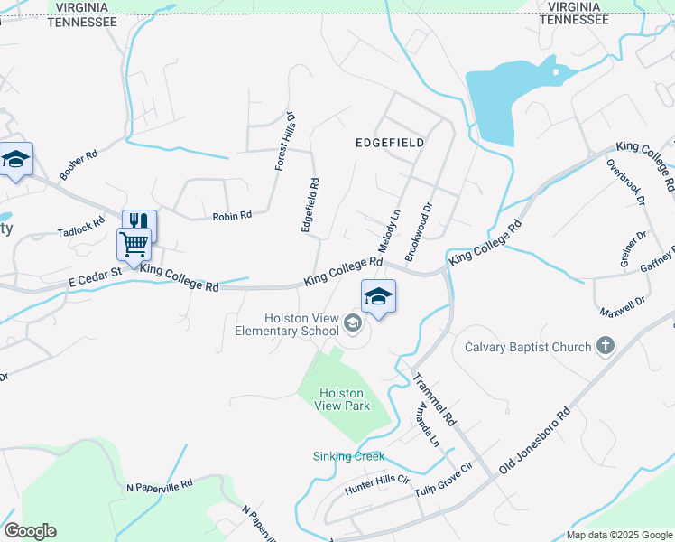 map of restaurants, bars, coffee shops, grocery stores, and more near 1840 King College Road in Bristol