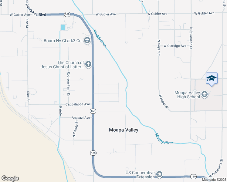 map of restaurants, bars, coffee shops, grocery stores, and more near 1352 West Lake Valley Drive in Moapa Valley