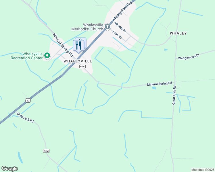 map of restaurants, bars, coffee shops, grocery stores, and more near 226 Mineral Spring Road in Suffolk
