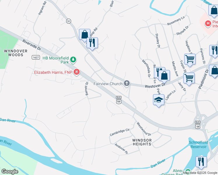 map of restaurants, bars, coffee shops, grocery stores, and more near 101-199 Naples Street in Danville