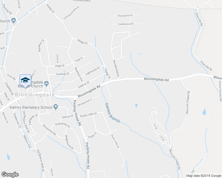 map of restaurants, bars, coffee shops, grocery stores, and more near 108 Chateaugay Drive in Kingsport