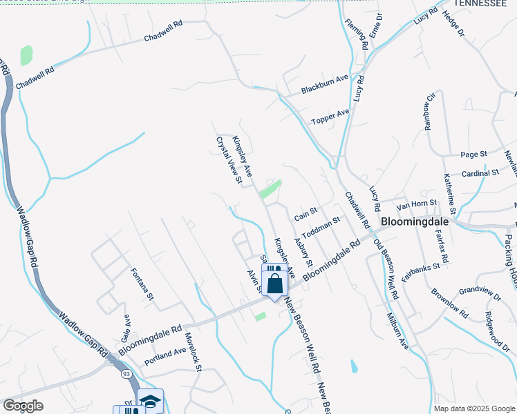 map of restaurants, bars, coffee shops, grocery stores, and more near 176 Kingsley Avenue in Kingsport