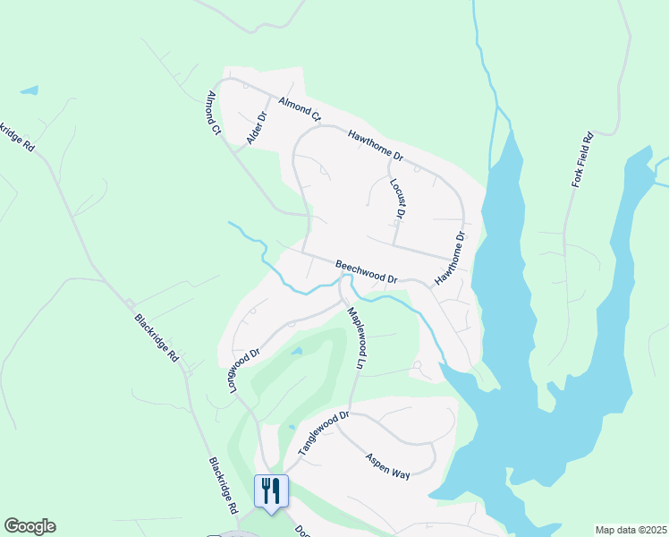 map of restaurants, bars, coffee shops, grocery stores, and more near 168 Beechwood Drive in Bracey