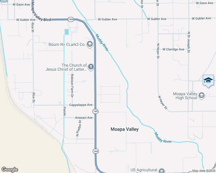 map of restaurants, bars, coffee shops, grocery stores, and more near 1420 Logandale Drive in Moapa Valley