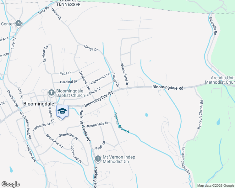 map of restaurants, bars, coffee shops, grocery stores, and more near 111 Chateaugay Rd in Kingsport