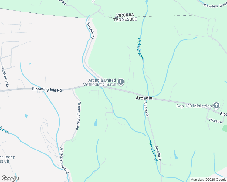 map of restaurants, bars, coffee shops, grocery stores, and more near 3937 Bloomingdale Road in Kingsport