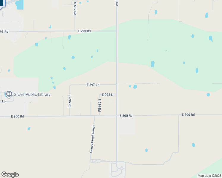map of restaurants, bars, coffee shops, grocery stores, and more near 63971 East 297 Lane in Grove
