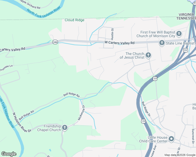 map of restaurants, bars, coffee shops, grocery stores, and more near 714 Rector Drive in Kingsport
