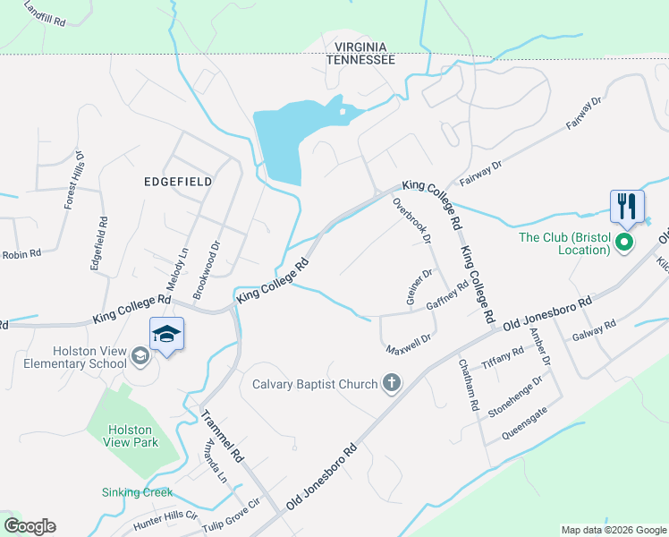 map of restaurants, bars, coffee shops, grocery stores, and more near 132 Westover Drive in Bristol