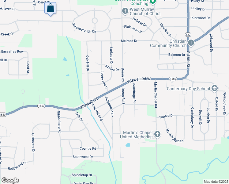 map of restaurants, bars, coffee shops, grocery stores, and more near 1800-1898 Westwood Drive in Murray