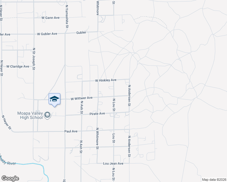 map of restaurants, bars, coffee shops, grocery stores, and more near 2545 North Lou Street in Moapa Valley