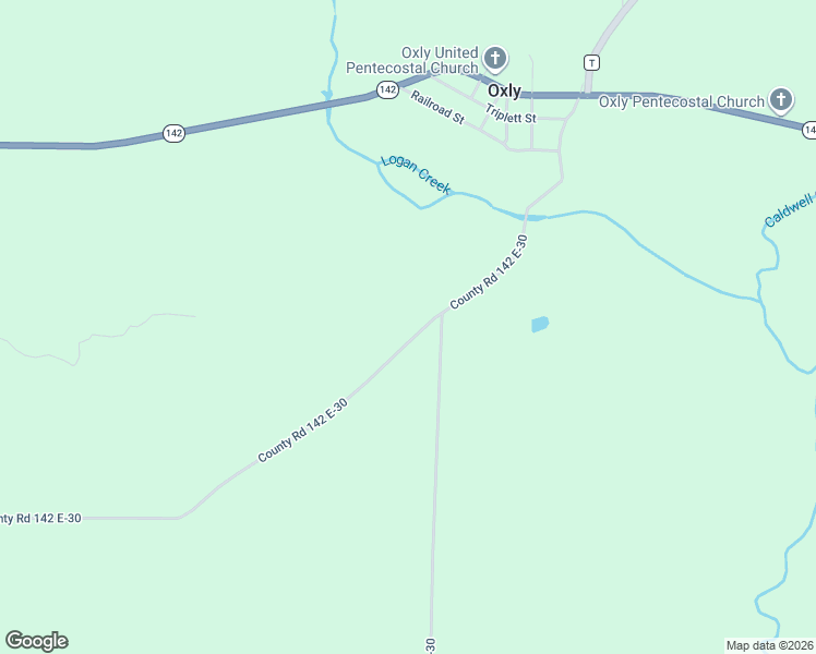 map of restaurants, bars, coffee shops, grocery stores, and more near County Road 142 E-30A in Oxly