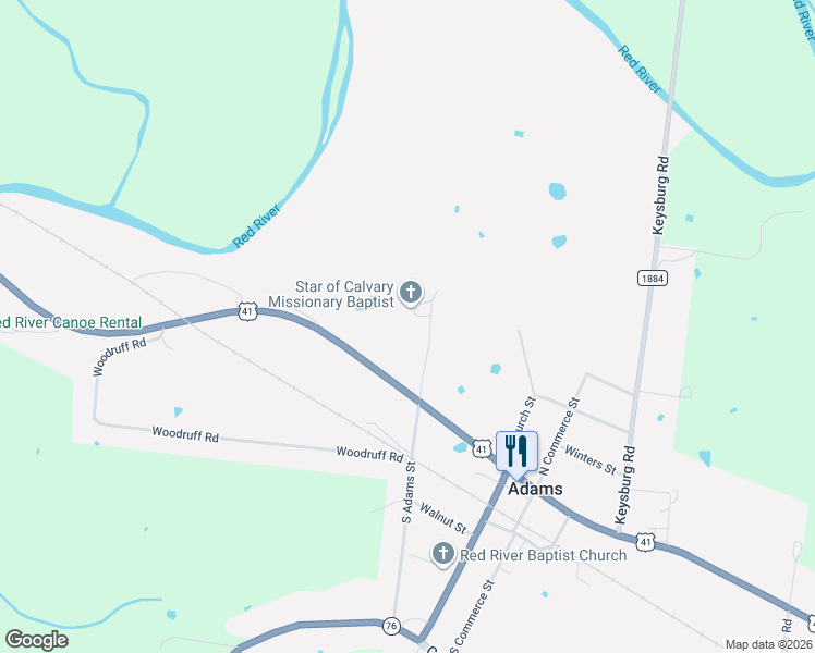 map of restaurants, bars, coffee shops, grocery stores, and more near 119 North Adams Street in Adams