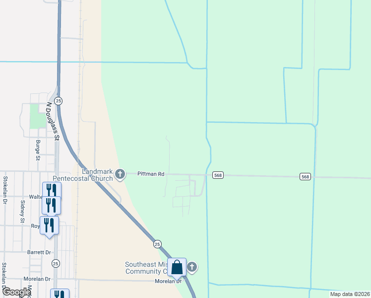 map of restaurants, bars, coffee shops, grocery stores, and more near 34191 Road 120 in Malden