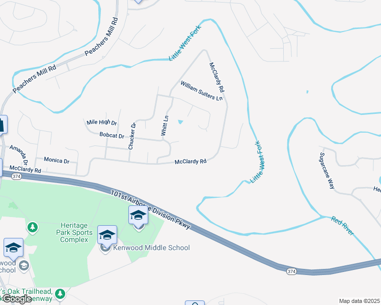 map of restaurants, bars, coffee shops, grocery stores, and more near 1313 McClardy Road in Clarksville
