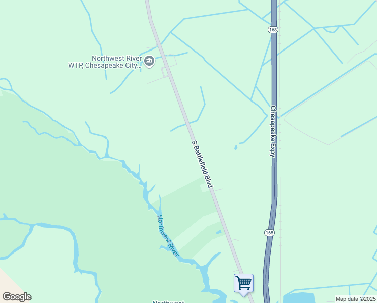 map of restaurants, bars, coffee shops, grocery stores, and more near 3730 South Battlefield Boulevard in Chesapeake