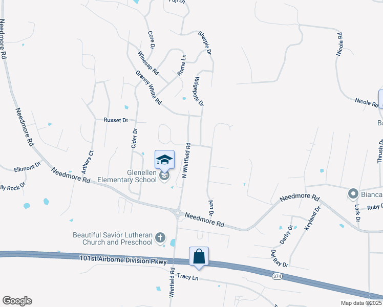 map of restaurants, bars, coffee shops, grocery stores, and more near 2740 North Whitfield Road in Clarksville