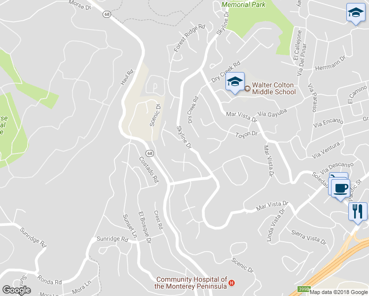 map of restaurants, bars, coffee shops, grocery stores, and more near 24 Greenwood Vale in Monterey