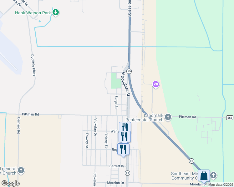 map of restaurants, bars, coffee shops, grocery stores, and more near 2010 Burge Street in Malden