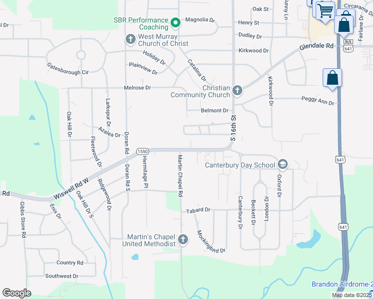 map of restaurants, bars, coffee shops, grocery stores, and more near 1514 Martin Chapel Road in Murray