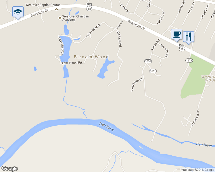 map of restaurants, bars, coffee shops, grocery stores, and more near 48 Old Farm Road in Danville