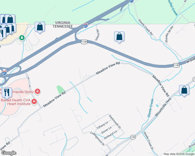 map of restaurants, bars, coffee shops, grocery stores, and more near 461 Meadow View Rd in Bristol
