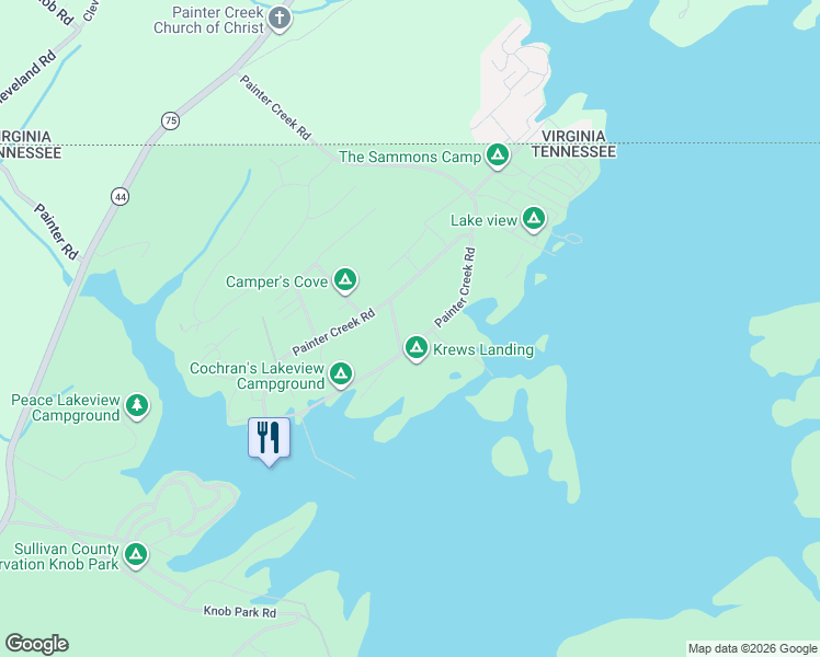 map of restaurants, bars, coffee shops, grocery stores, and more near 917 Painter Creek Rd in Bristol