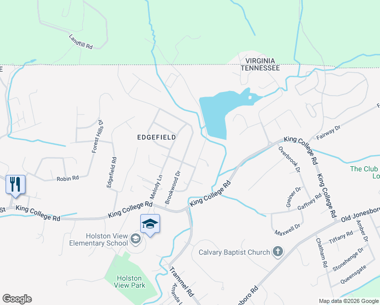 map of restaurants, bars, coffee shops, grocery stores, and more near 316 Brookwood Dr in Bristol