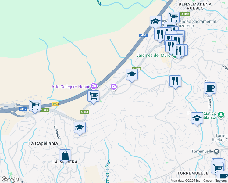 map of restaurants, bars, coffee shops, grocery stores, and more near s/n Calle Muerdago in Benalmádena