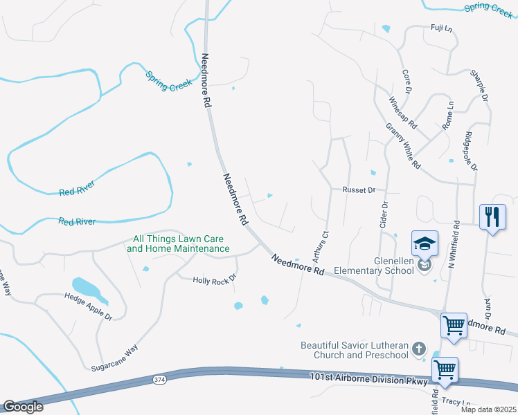 map of restaurants, bars, coffee shops, grocery stores, and more near 1052 Tolliver Way in Clarksville