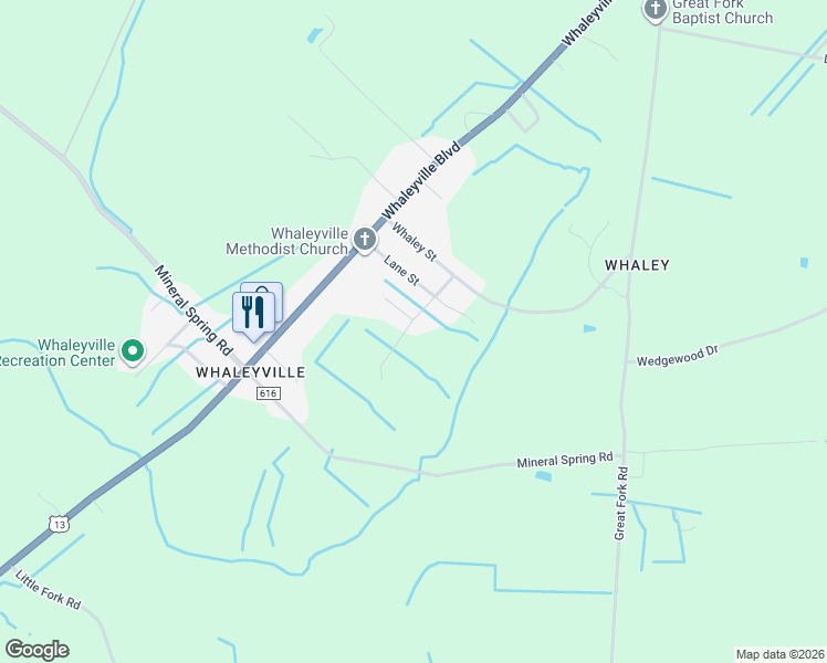 map of restaurants, bars, coffee shops, grocery stores, and more near 6340 Vaughan Avenue in Suffolk