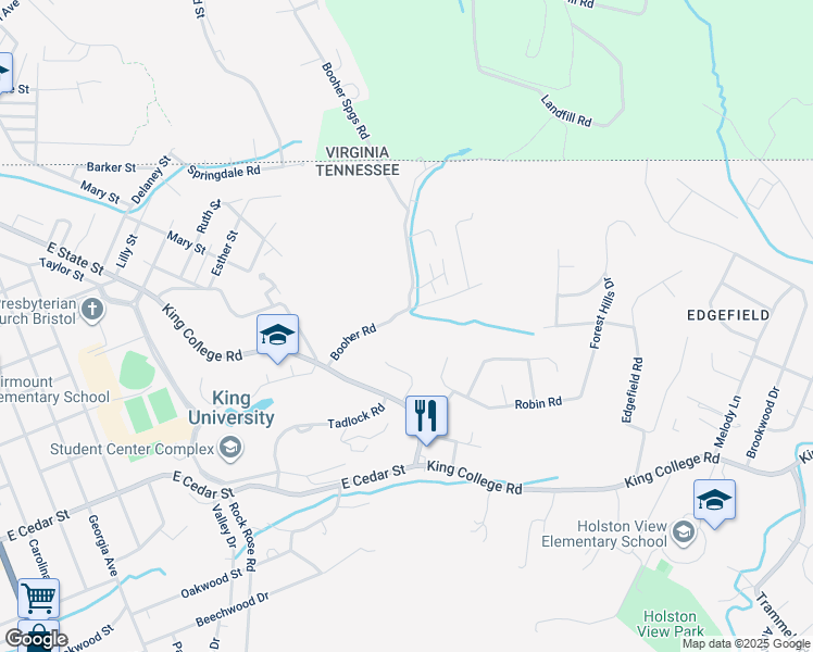 map of restaurants, bars, coffee shops, grocery stores, and more near 152 Booher Road in Bristol
