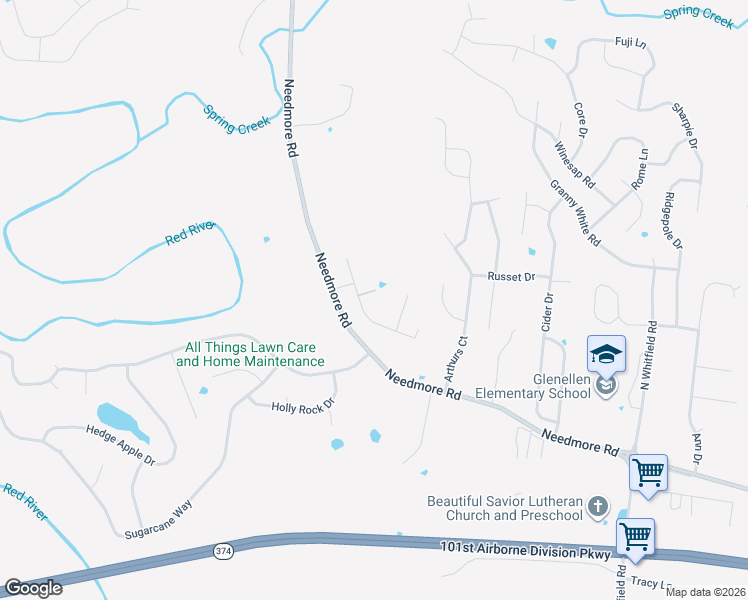 map of restaurants, bars, coffee shops, grocery stores, and more near 2744 Tolliver Court in Clarksville