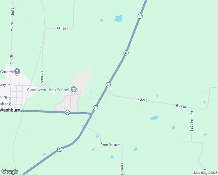 map of restaurants, bars, coffee shops, grocery stores, and more near East Washburn Prarie Road in Washburn