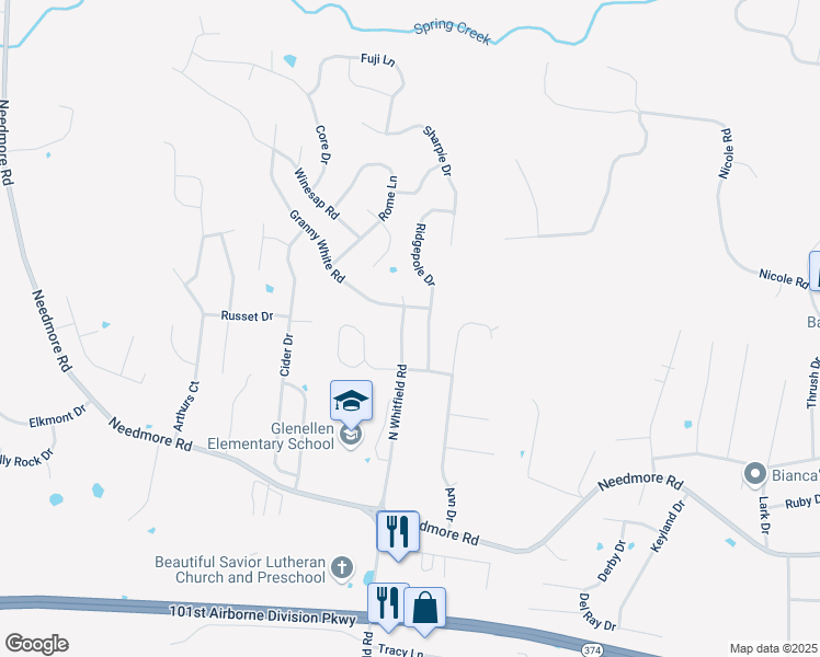 map of restaurants, bars, coffee shops, grocery stores, and more near 2756 Ridgepole Drive in Clarksville