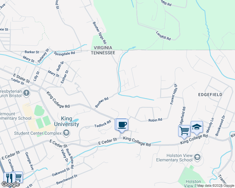 map of restaurants, bars, coffee shops, grocery stores, and more near 152 Booher Road in Bristol