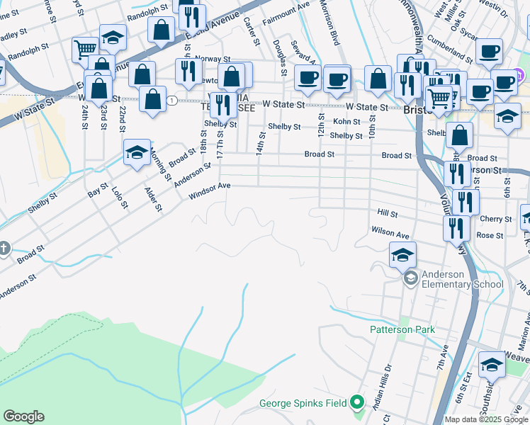 map of restaurants, bars, coffee shops, grocery stores, and more near 1706 Clifton Road in Bristol