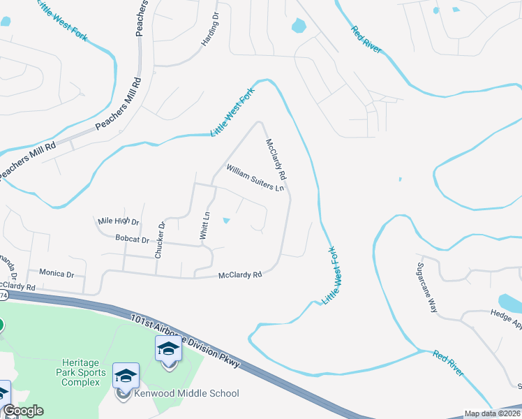 map of restaurants, bars, coffee shops, grocery stores, and more near 1102 Gunpoint Drive in Clarksville
