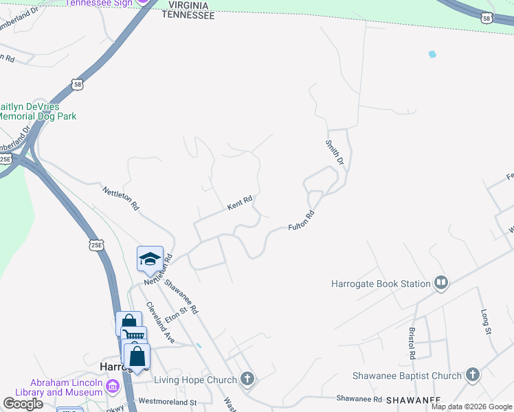 map of restaurants, bars, coffee shops, grocery stores, and more near Kent Road in Harrogate