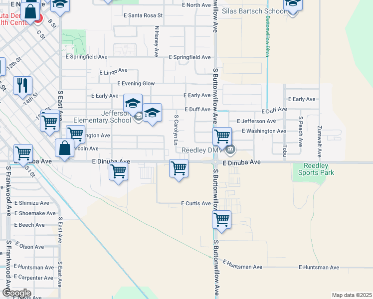 map of restaurants, bars, coffee shops, grocery stores, and more near 749 South Cedar Avenue in Reedley